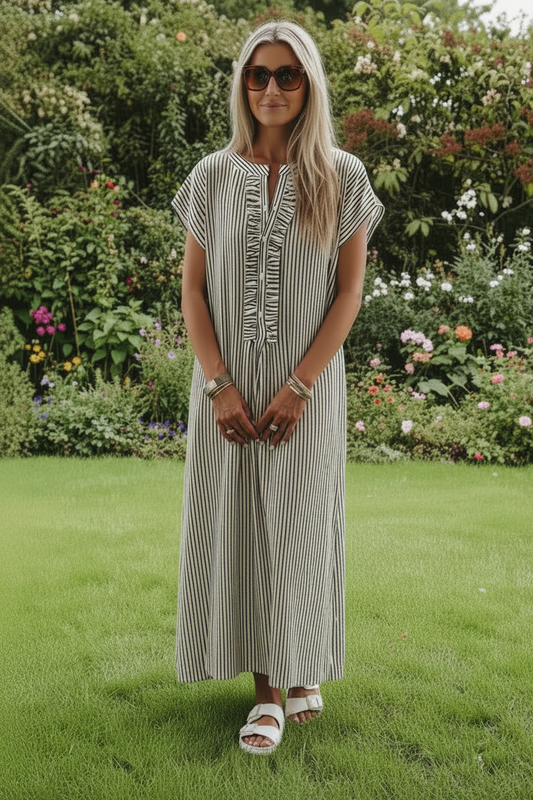 Striped Ruffle Maxi Dress